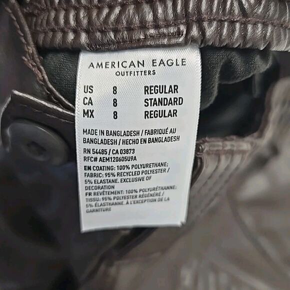 AE Stretch High-Waisted Vegan Leather Cargo Pant Sz 8 Chocolate Brown NWT - Picture 6 of 9